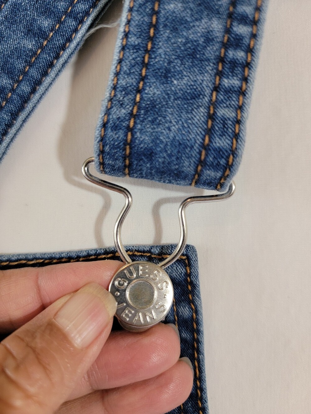 Vintage GUESS Denim Overalls Sz S Distressed Jogger Drawstring Bib Y2K Grunge 90 - Picture 6 of 12